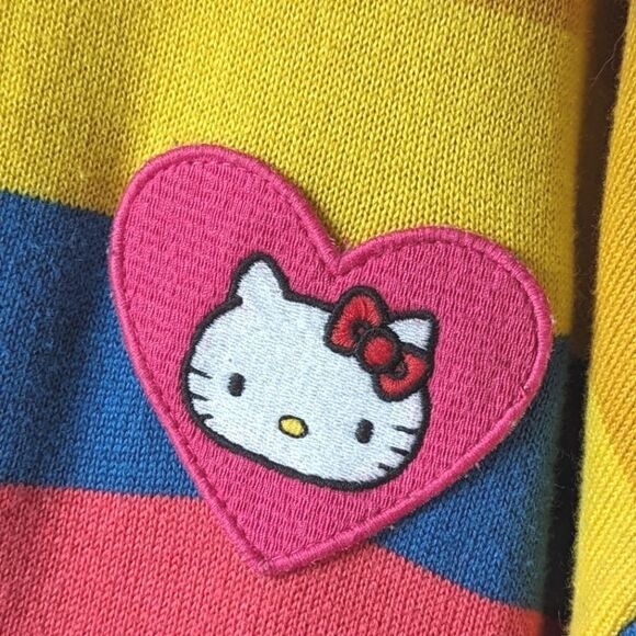 ModCloth x Hello Kitty | Nostalgic Candy Heart Buttons Rainbow V-Neck Cardigan L - Picture 7 of 8